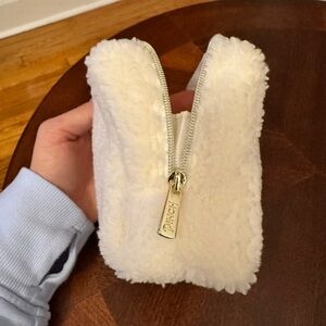 Cream and gold fuzzy makeup bag!